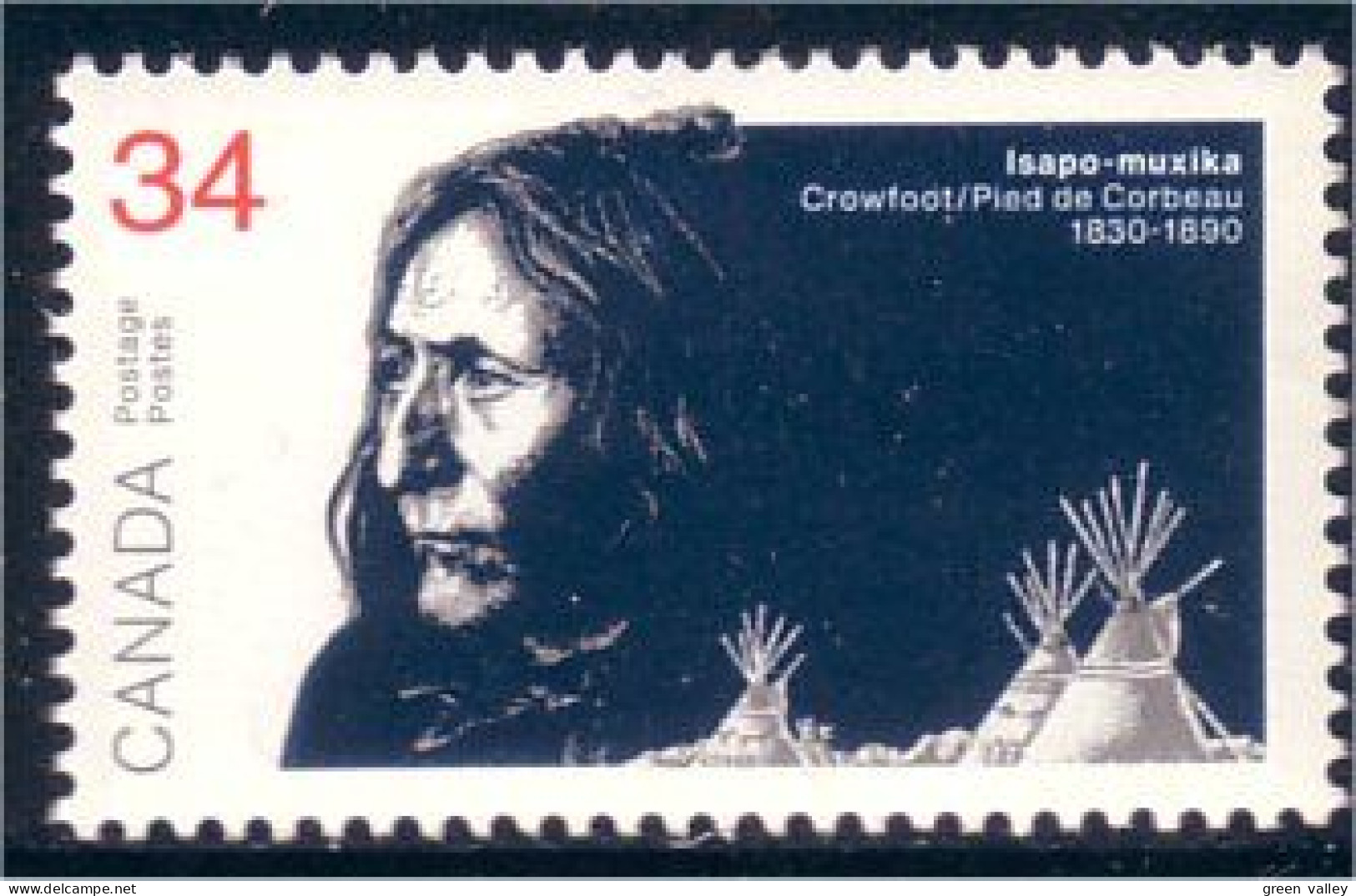 Canada Chief Crowfoot Pied De Corbeau MNH ** Neuf SC (C11-08b) - Indiens D'Amérique