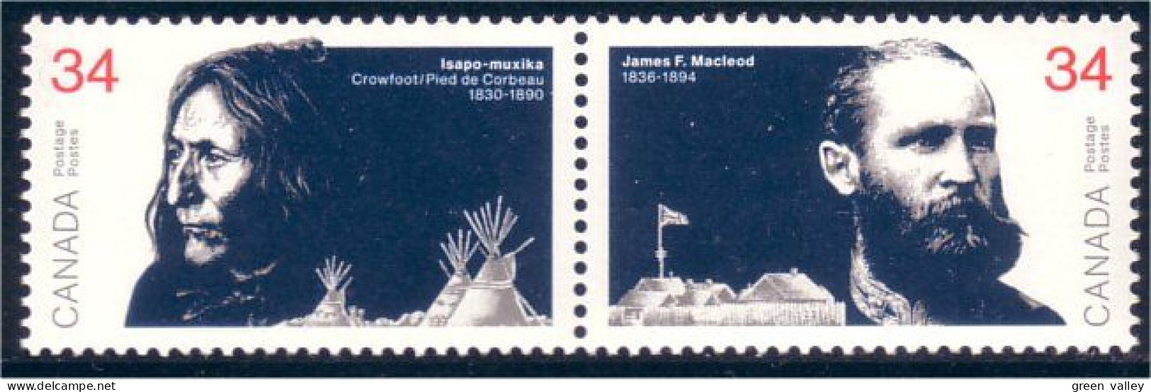 Canada Chief Crowfoot James Macleod Se-tenant MNH ** Neuf SC (C11-09ab) - Indianen