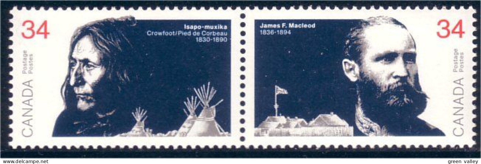 Canada Chief Crowfoot James Macleod Se-tenant MNH ** Neuf SC (C11-09aa) - Unused Stamps
