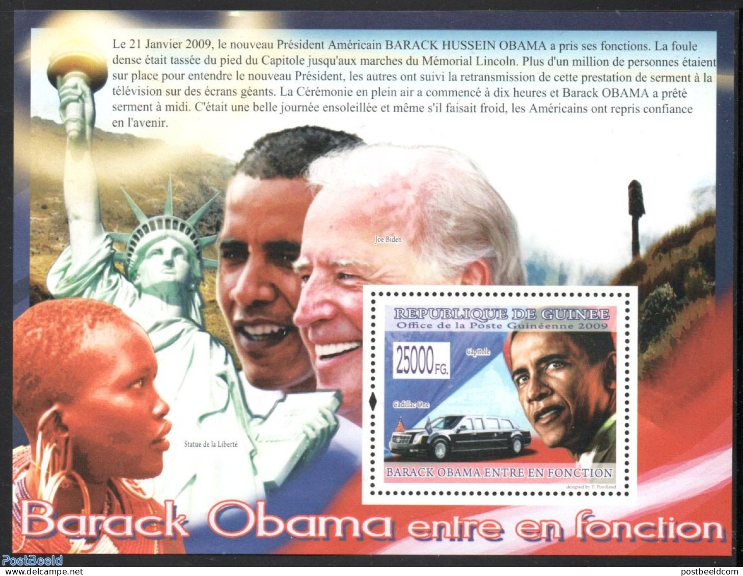 Guinea, Republic 2009 Barack Obama S/s, Mint NH, History - Transport - American Presidents - Nobel Prize Winners - Aut.. - Premio Nobel