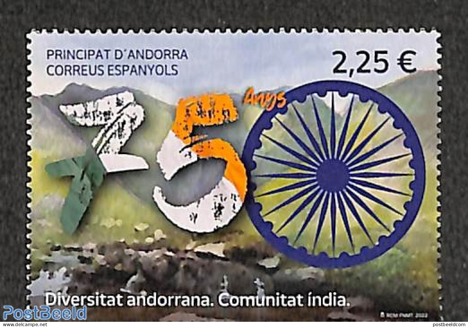 Andorra, Spanish Post 2022 Indian Society 1v, Mint NH - Nuevos