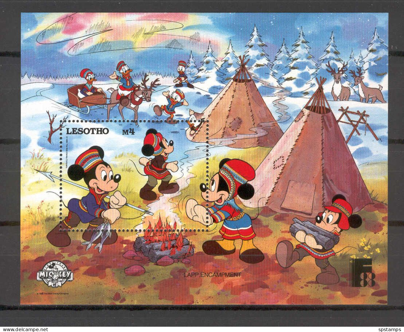 Disney Lesotho 1988 Lapp Encampent MS MNH - Disney