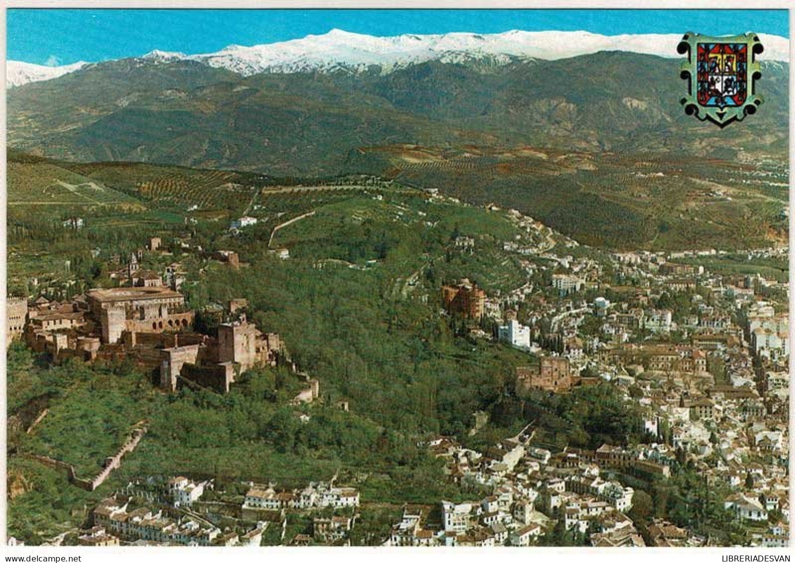 Postal Granada. Vista Aérea. La Alhambra, Ciudad Y Sierra Nevada Serie 25 No. 632 - Altri & Non Classificati