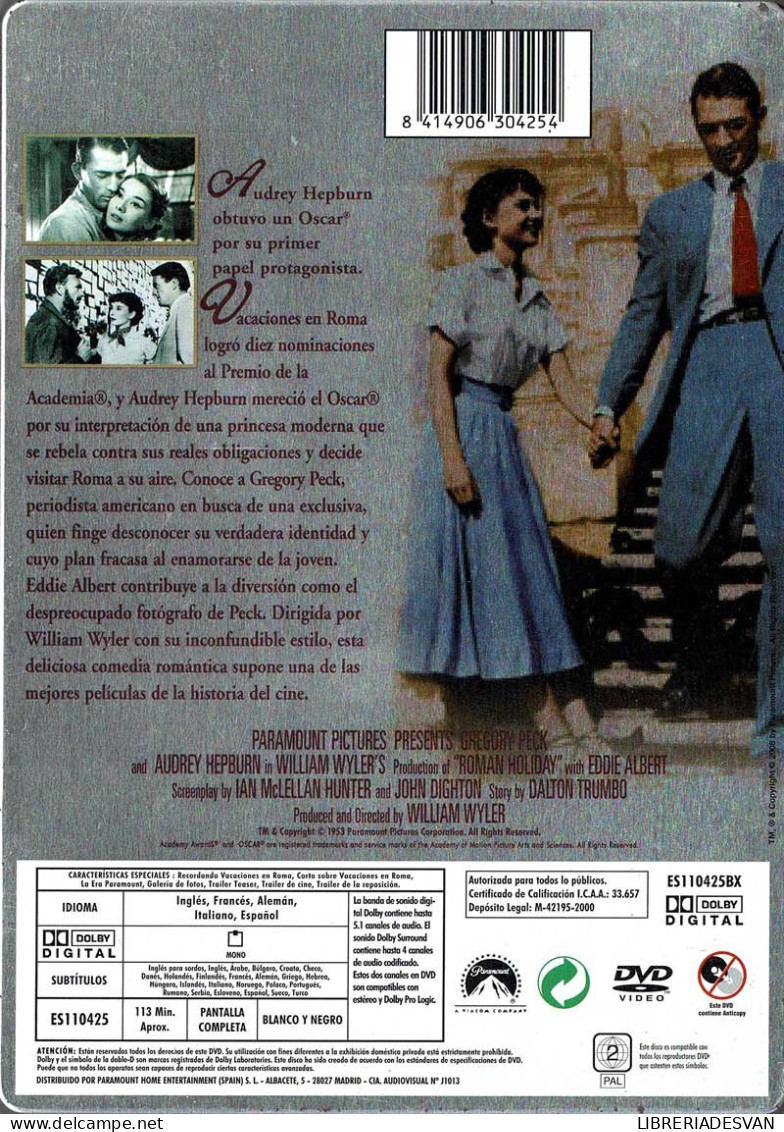 Vacaciones En Roma. Edición Especial Coleccionista. Caja Metálica. DVD - Altri & Non Classificati