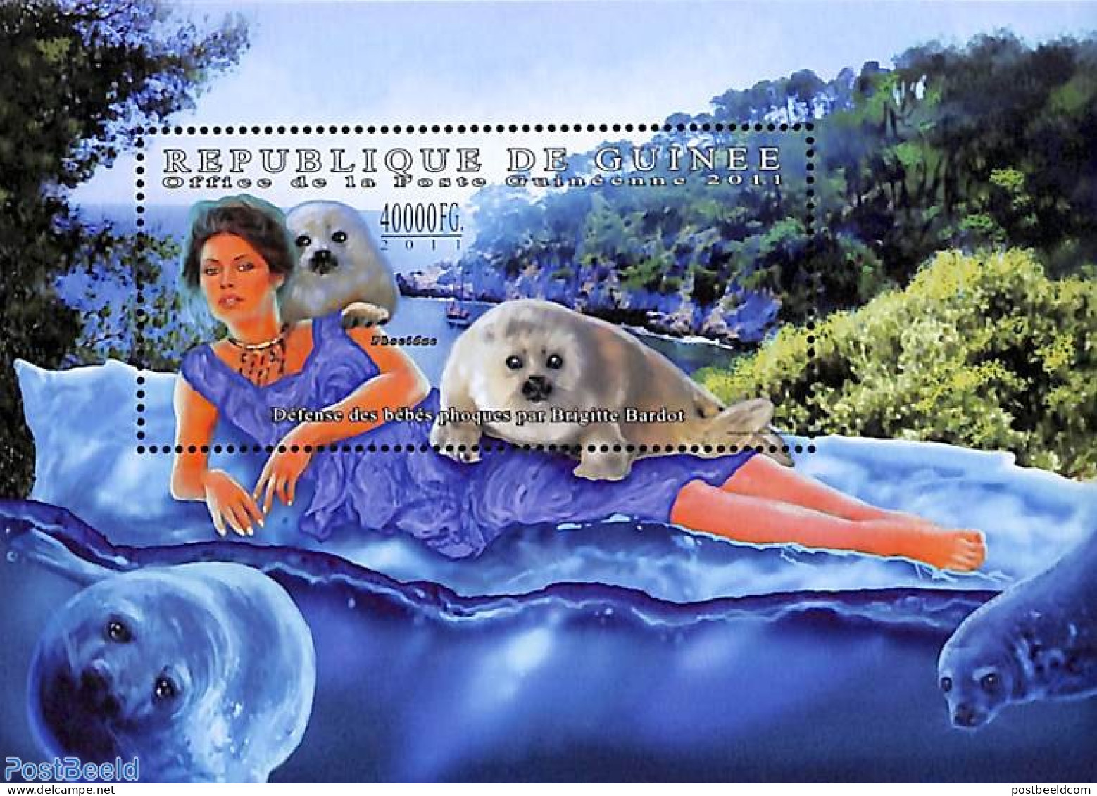 Guinea, Republic 2011 Seals & Brigitte Bardot S/s, Mint NH, Nature - Performance Art - Sea Mammals - Movie Stars - Schauspieler