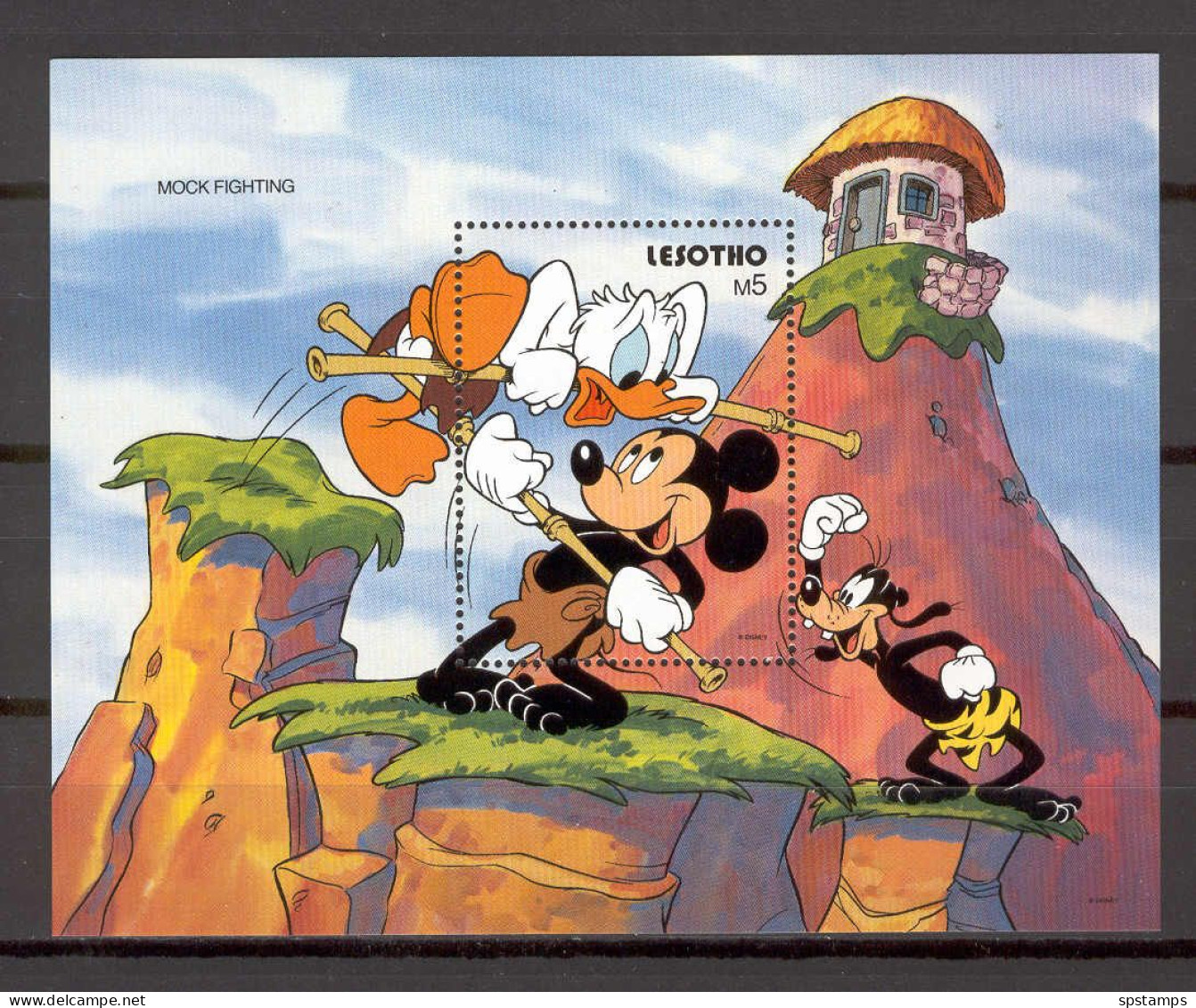 Disney Lesotho 1991 Mock Fighting MS MNH - Disney