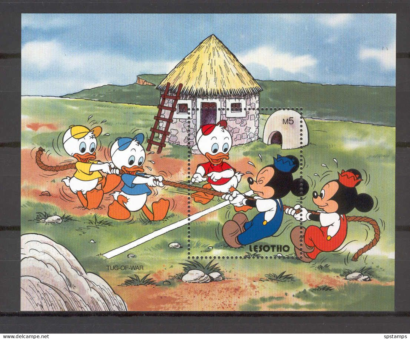 Disney Lesotho 1991 Tug Of War MS MNH - Disney