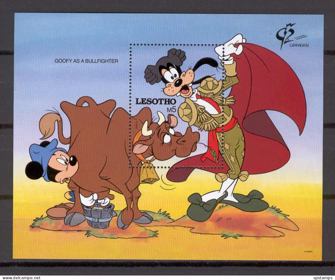 Disney Lesotho 1992 Goofy As Bullfighter MS MNH - Disney