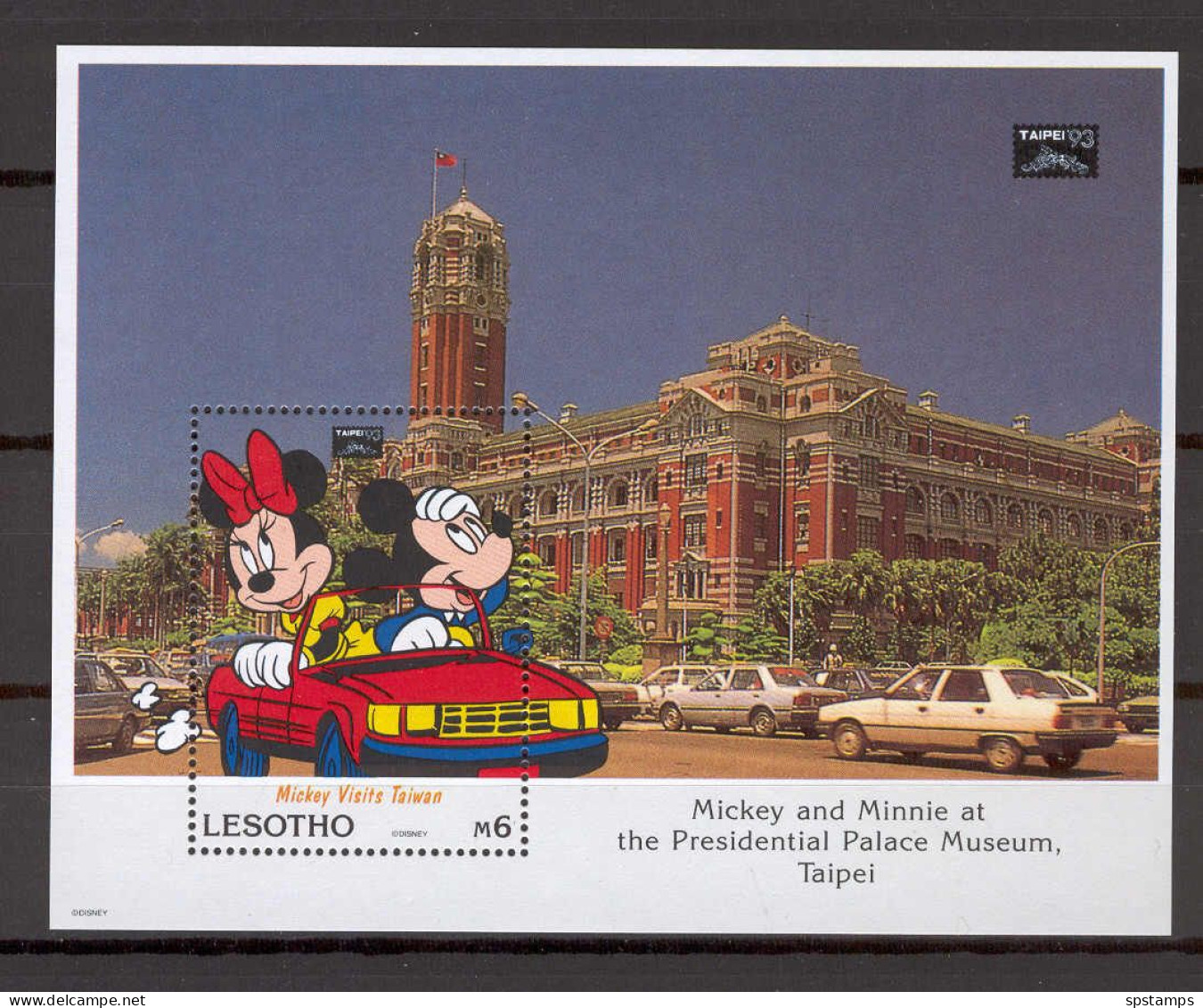 Disney Lesotho 1993 Mickey Visit Taiwan #1 MS MNH - Disney