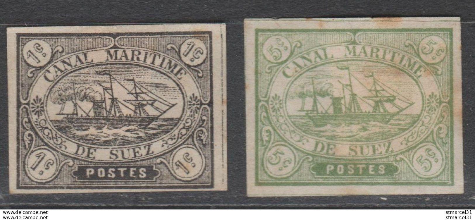 CANAL MARITIME De SUEZ 1c Et 5c Neufs Semblant Gommés - 1866-1914 Khedivate Of Egypt