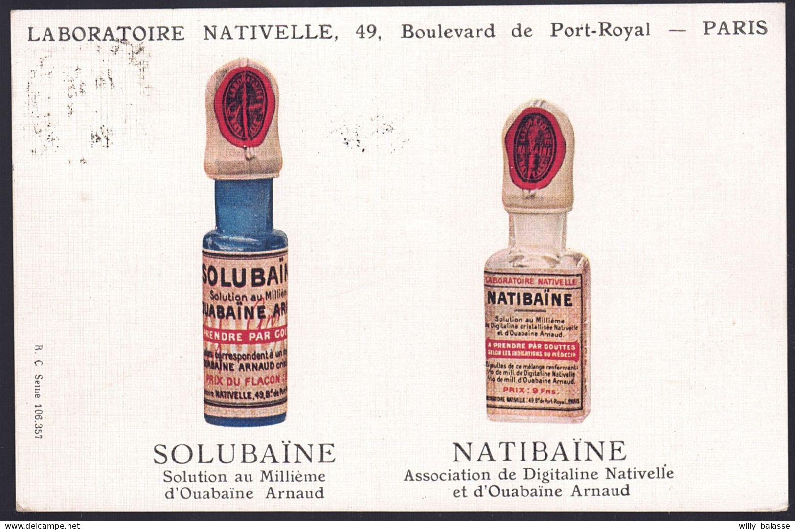 +++ CPA - Carte Publicitaire - Publicité LABORATOIRE NATIVELLE - PARIS - Solubaïne - Natibaïne  // - Reclame
