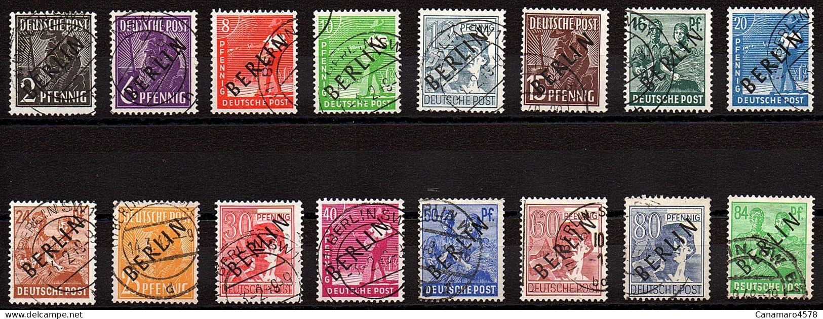 ALLEMAGNE - BERLIN West 1948 - Allierte Besetzung , N°1 0bl. Bis 16 0bl. Mit Schwarzem Aufdruck - Gebraucht