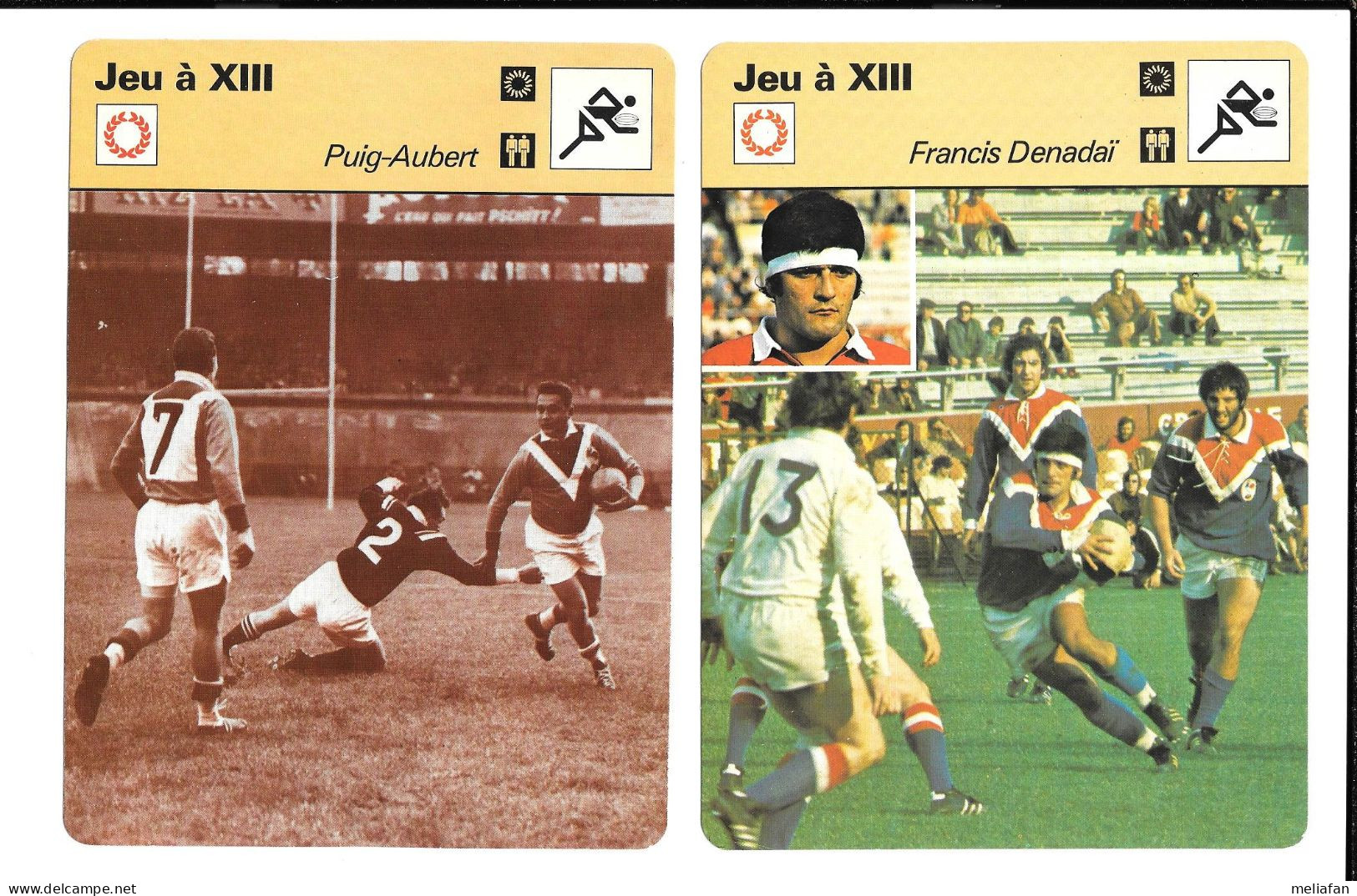 GF642 - FICHES RENCONTRE - JEU A XIII - DENADAI PUIG-AUBERT AILLERES BOURRET WARD JIMENEZ MARSOLAN MILLWARD RC ALBI - Rugby