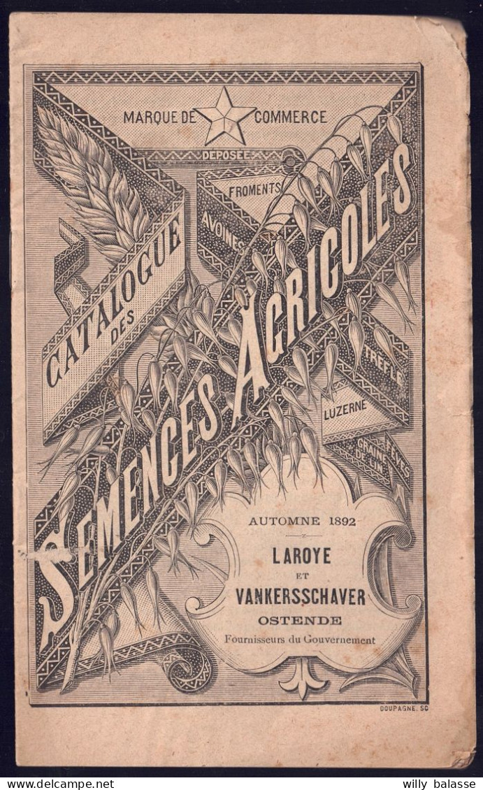 +++ Livret Ancien 1892 - Laroye OOSTENDE OSTENDE - Catalogue Des SEMENCES AGRICOLES - Publicité  // - 1801-1900