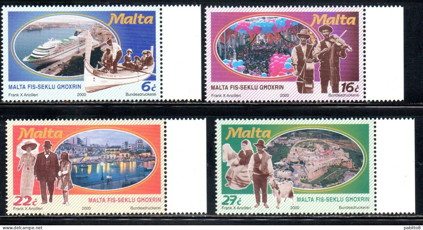 MALTA 2000 IN THE 20th CENTURY TOURISM COMPLETE SET SERIE COMPLETA MNH - Malta