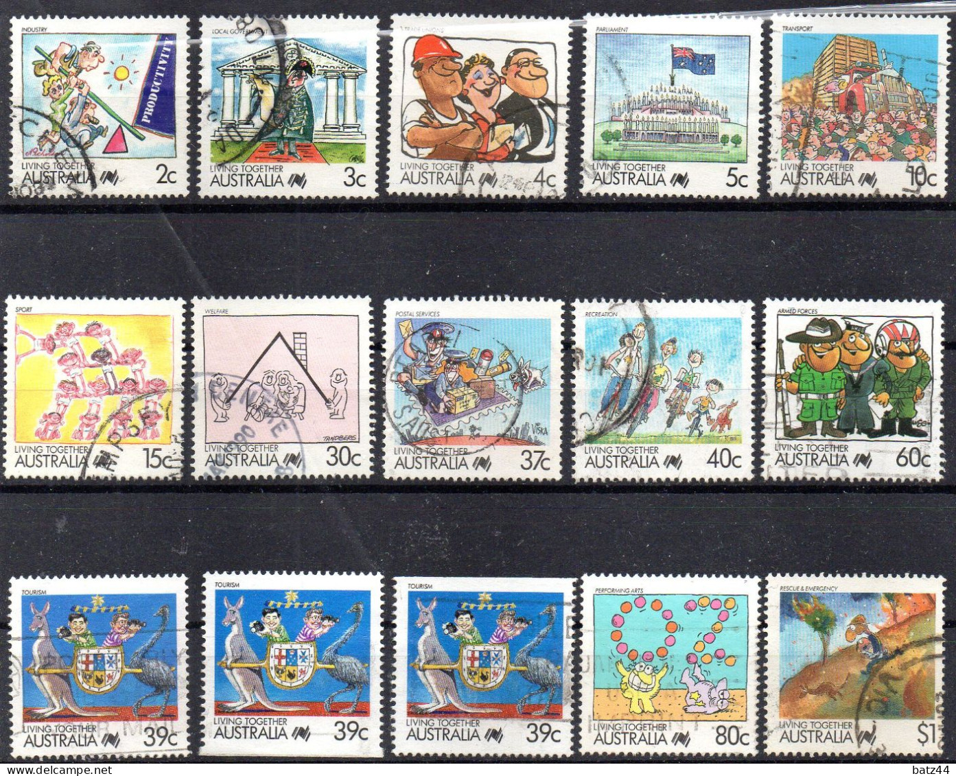 AUSTRALIE AUSTRALIA  Voir See 6 Scan Petit Lot Timbres Oblitérés Used Stamps Humour Oiseau Bird Bd - Oblitérés