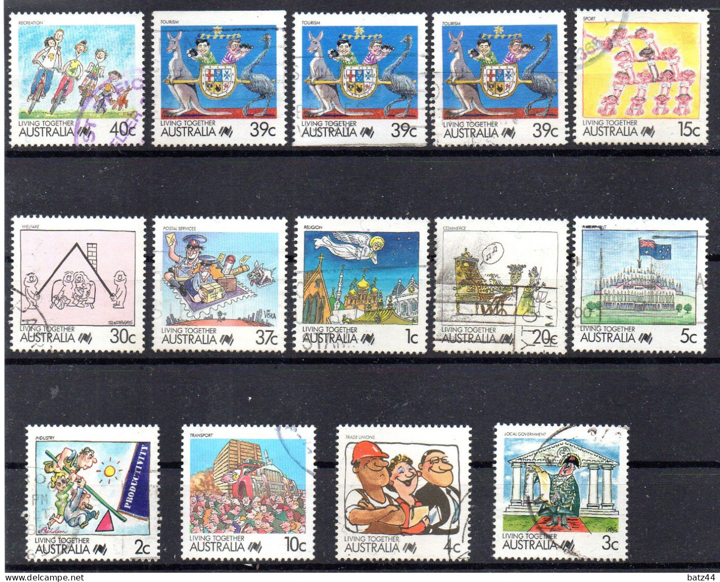 AUSTRALIE AUSTRALIA  Voir See 6 Scan Petit Lot Timbres Oblitérés Used Stamps Humour Oiseau Bird Bd - Usati