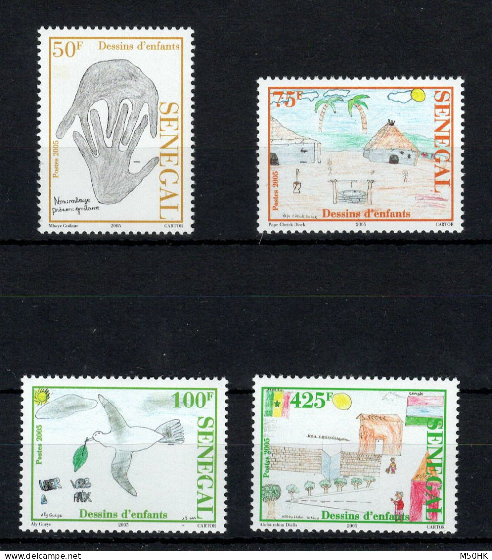 Sénégal - YV 1727 à 1730 N** MNH Luxe Complète , Dessins D'enfants , 2005 - Senegal (1960-...)