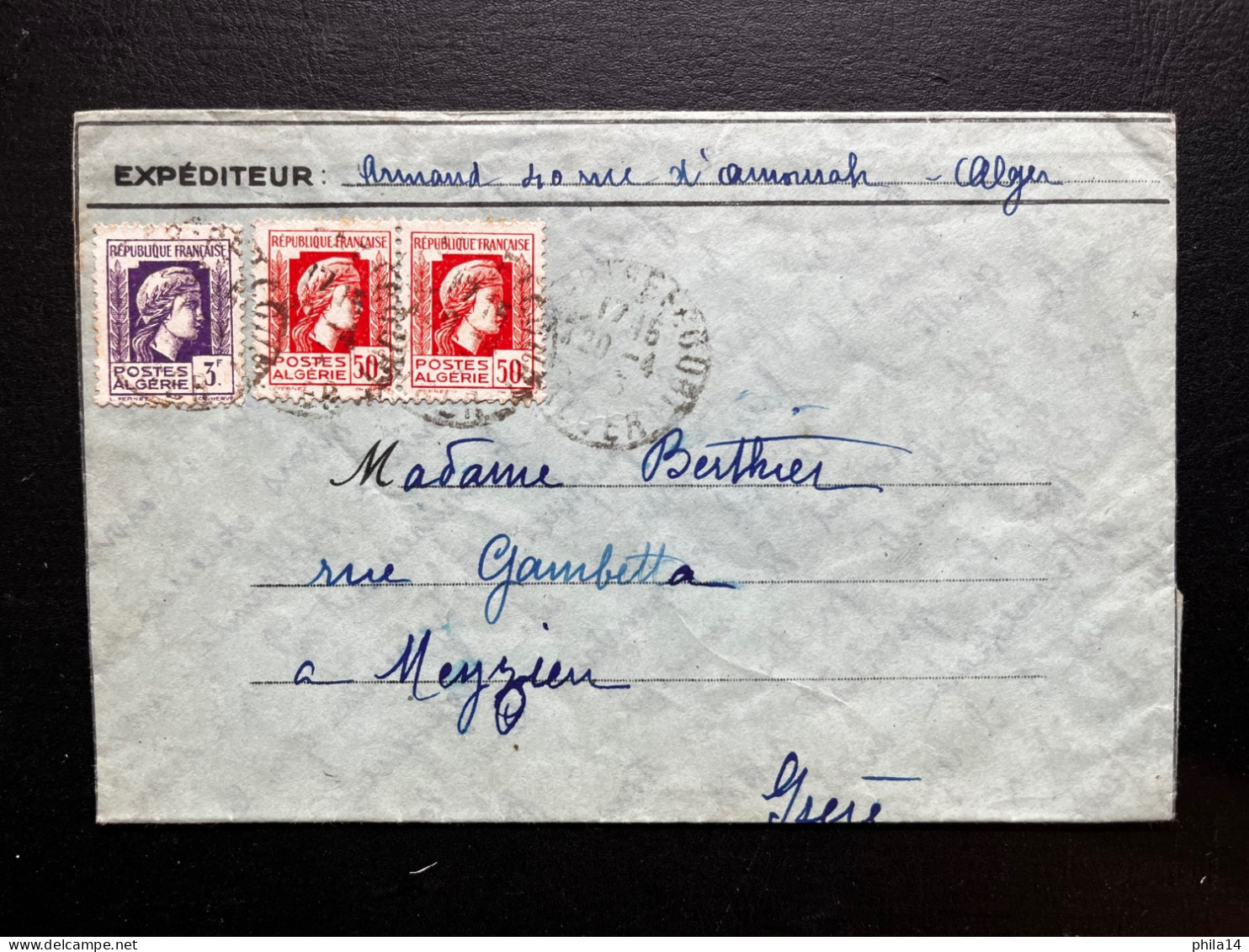 SP ALGERIE /  LETTRE  ALGER / 1959 / POUR MEYZIEU - Brieven En Documenten