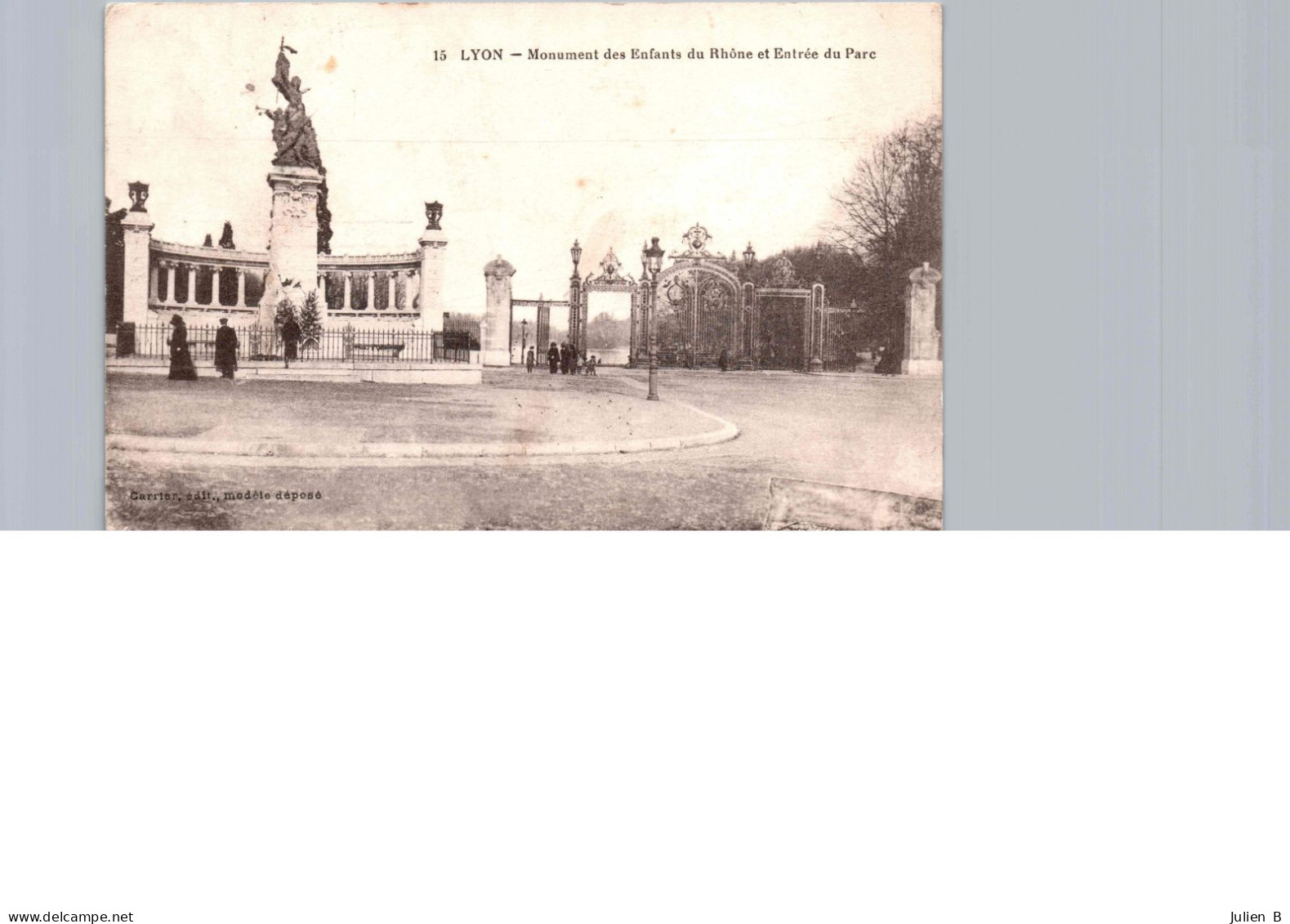 Lyon, Parc De La Tête D'Or, Monument Des Enfants Du Rhone Et Entrée Du Parc, 13 Octobre 1922 - Lyon 6