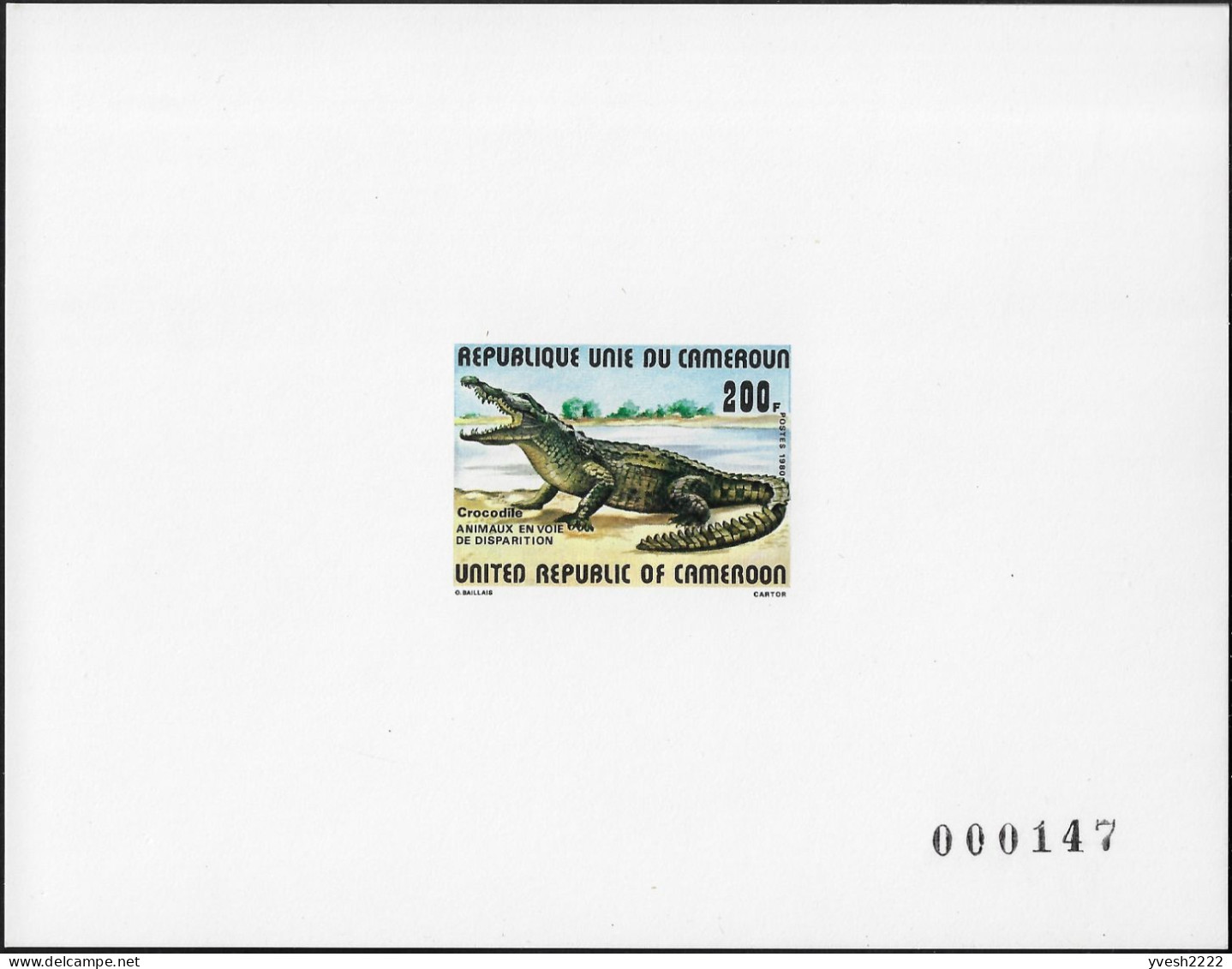 Cameroun 1981 Y&T 662, Feuillet De Luxe. Crocodile, Animal En Voie De Disparition - Autres & Non Classés