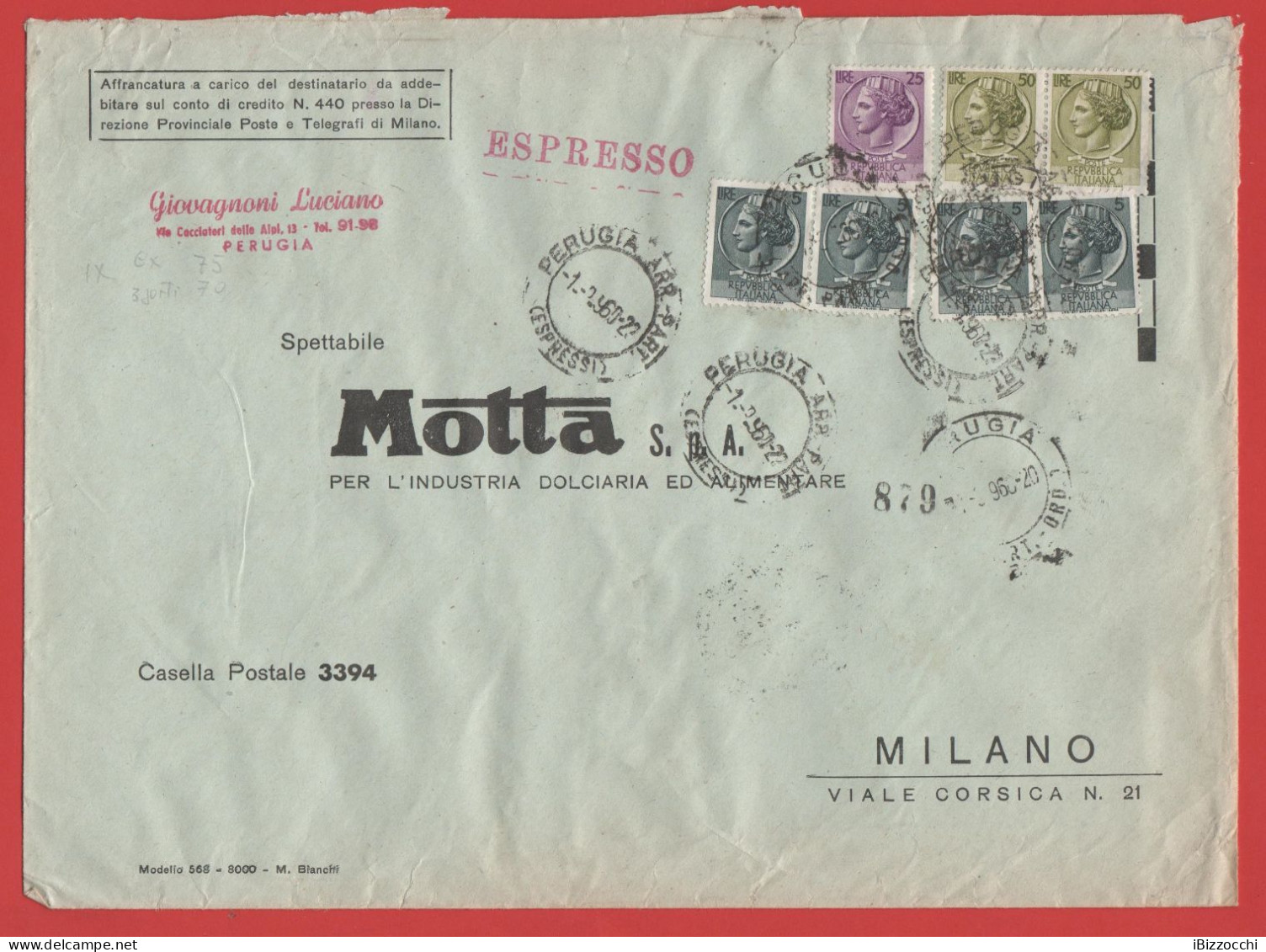 ITALIA - Storia Postale Repubblica - 1960 - 25 Antica Moneta Siracusana  + 2x 50 Antica Moneta Siracusana  + 4x 5 Antica - 1961-70: Marcofilia