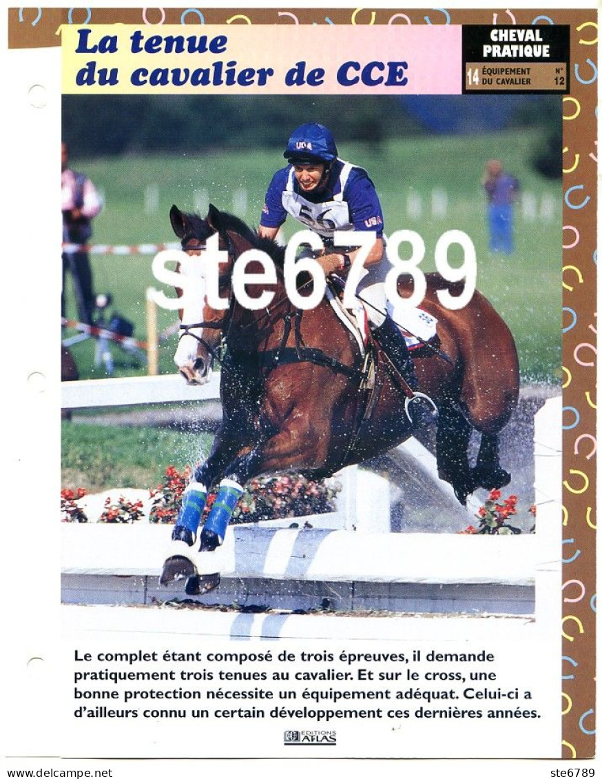 Cheval Horse Chevaux LA TENUE DU CAVALIER DE CCE Sport Equipement Fiche Dépliante - Tiere
