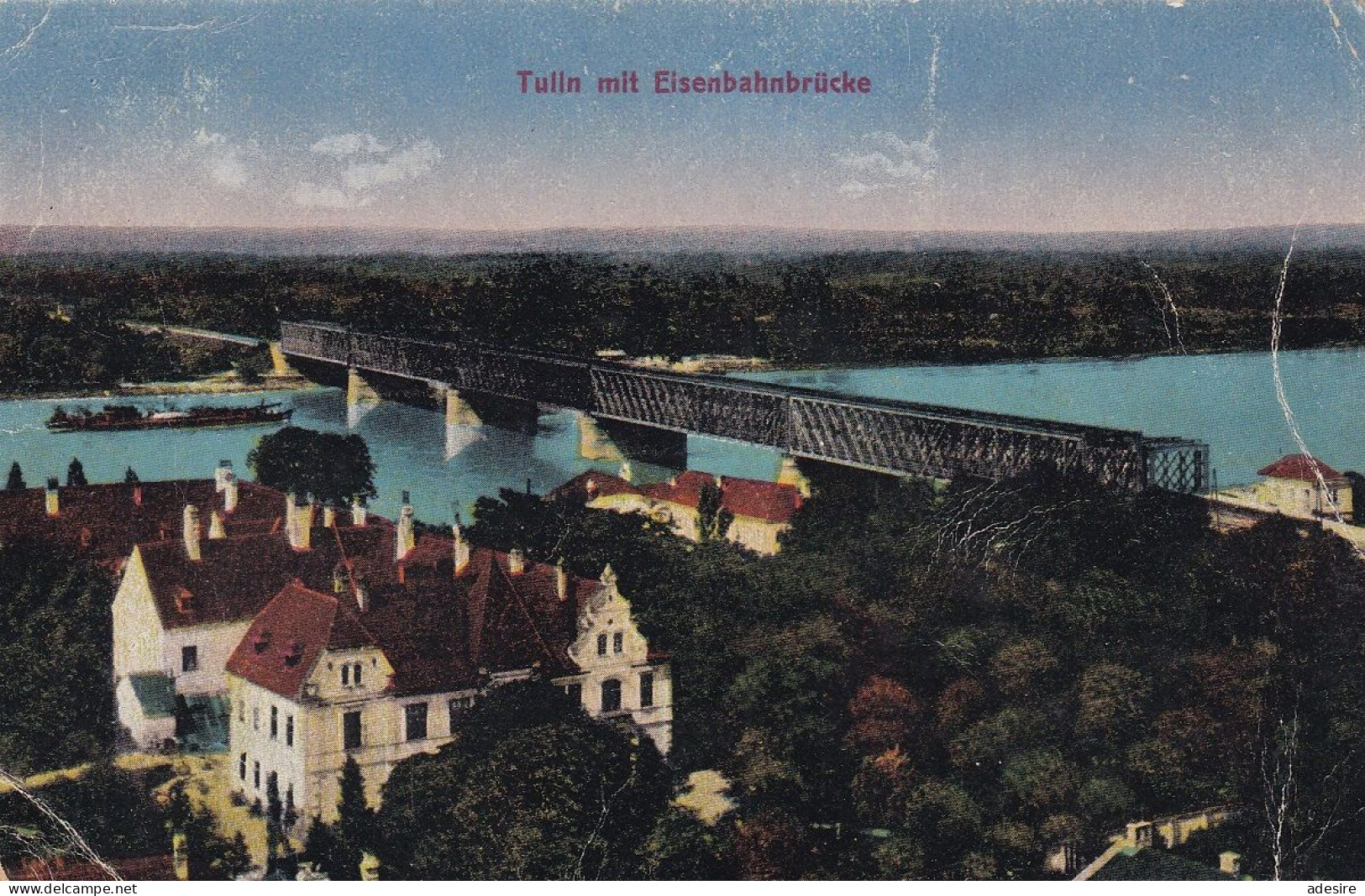 NÖ - TULLN Mit Eisenbahnbrücke - Karte Gelaufen 1910?, Abgelöste Marke, Transportspuren, Auf Rückseite Fleckig ... - Tulln