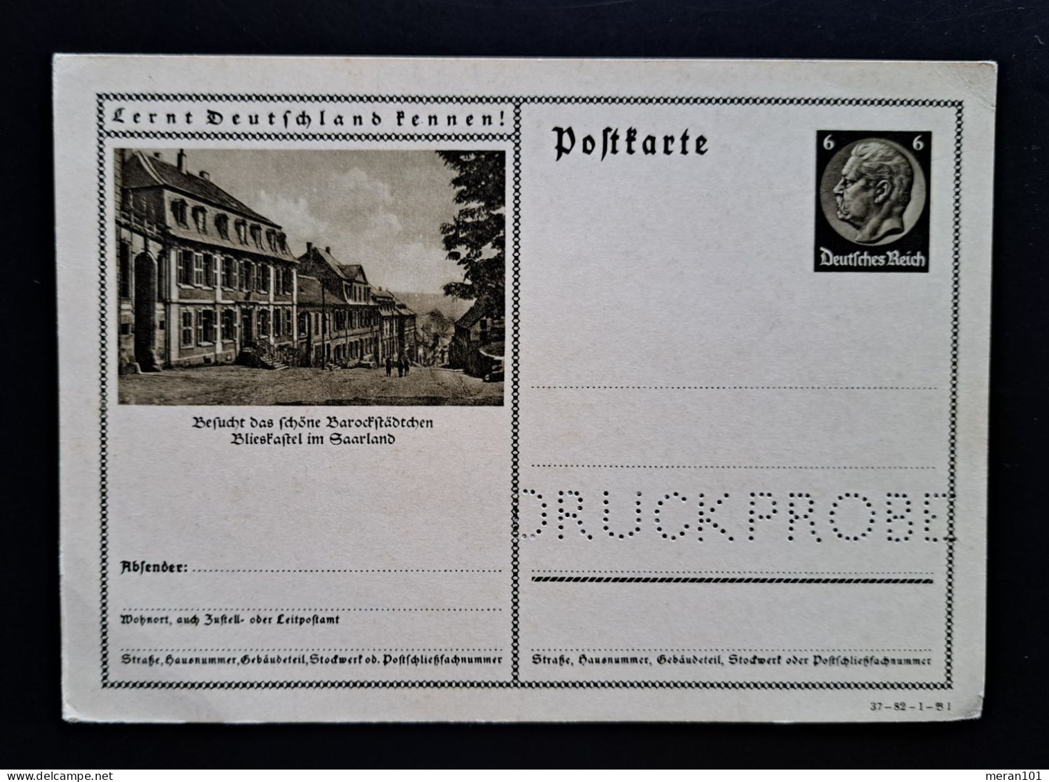 Deutsches Reich 1934, Bildpostkarte P236 DRUCKPROBE - Cartoline