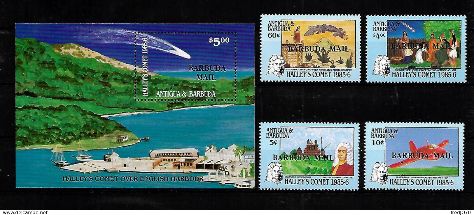 Antigua Surch. Barbuda Mail Série Complète+Bloc Halley Espace ** - Altri & Non Classificati