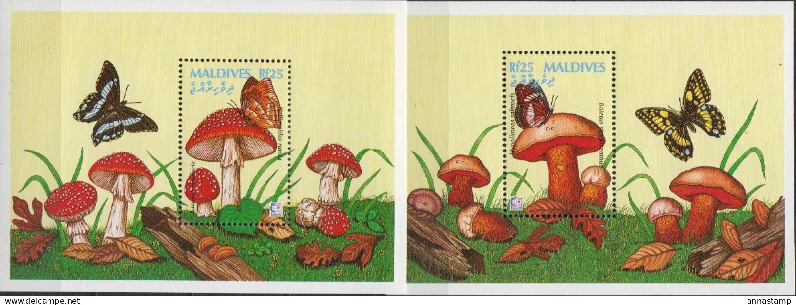 Maldives 2 MNH SSs - Mushrooms