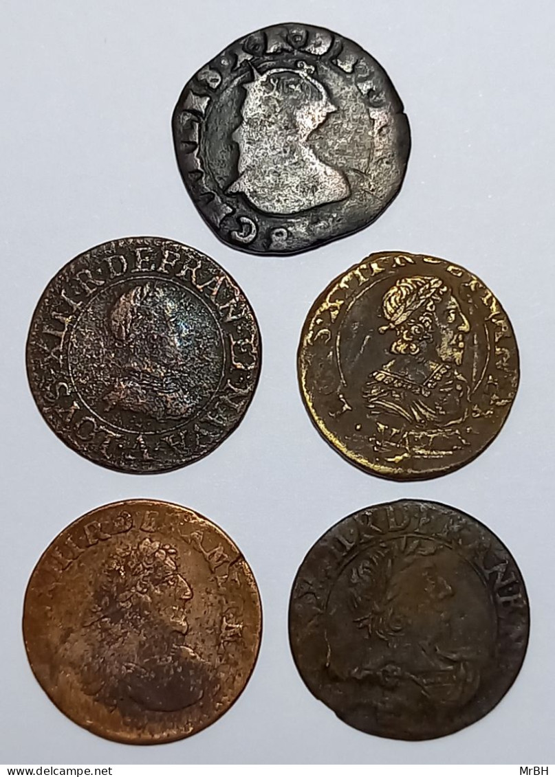 Charles X, Louis XIII, Double Tournois, 1592-1637 (5 Monnaies) - 1610-1643 Lodewijk XIII Van Frankrijk De Rechtvaardige