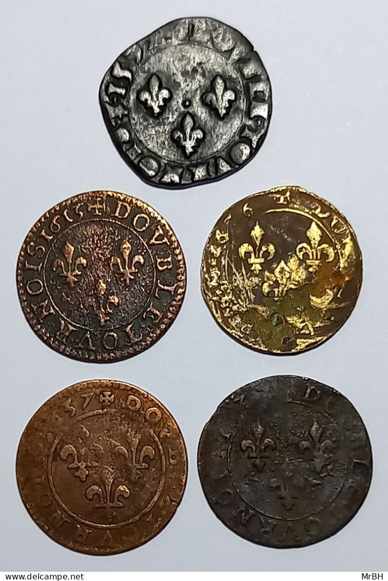 Charles X, Louis XIII, Double Tournois, 1592-1637 (5 Monnaies) - 1610-1643 Ludwig XIII. Der Gerechte