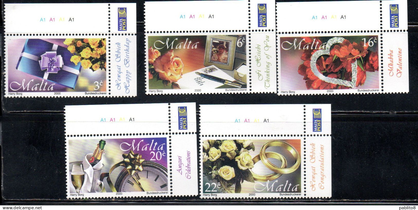 MALTA 2000 GREETINGS COMPLETE SET SERIE COMPLETA MNH - Malte