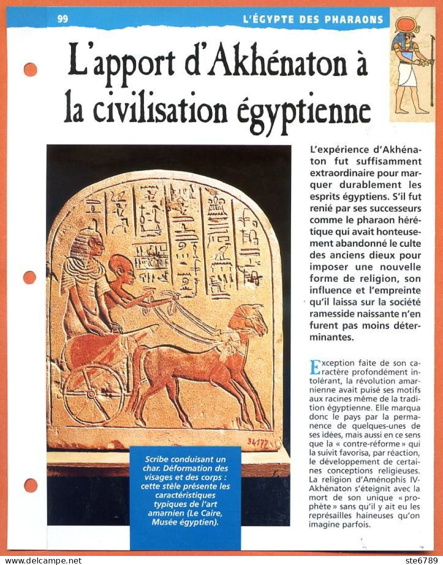 APPORT D'AKHENATON A LA CIVILISATION EGYPTIENNE  Histoire Fiche Dépliante Egypte Des Pharaons - Storia