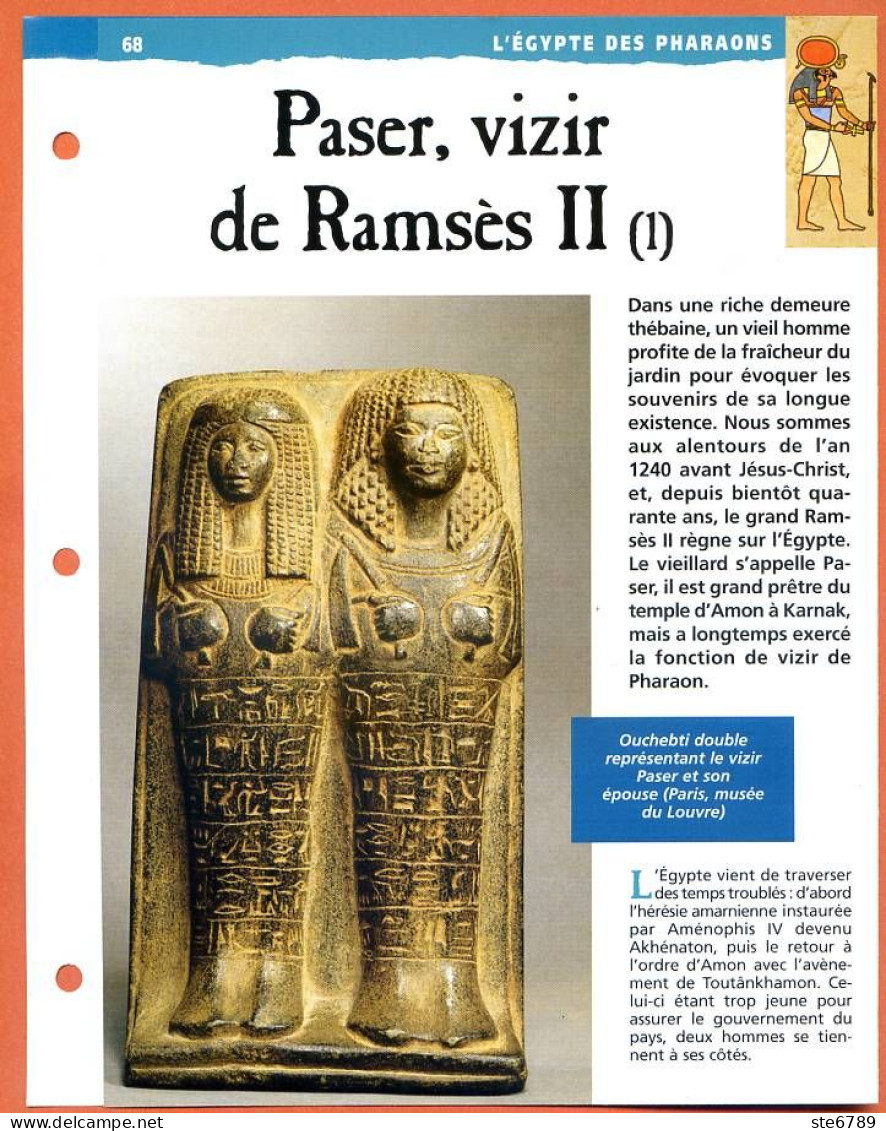 PAZER , VIZIR DE DE RAMSES II 1   Histoire Fiche Dépliante Egypte Des Pharaons - Geschiedenis