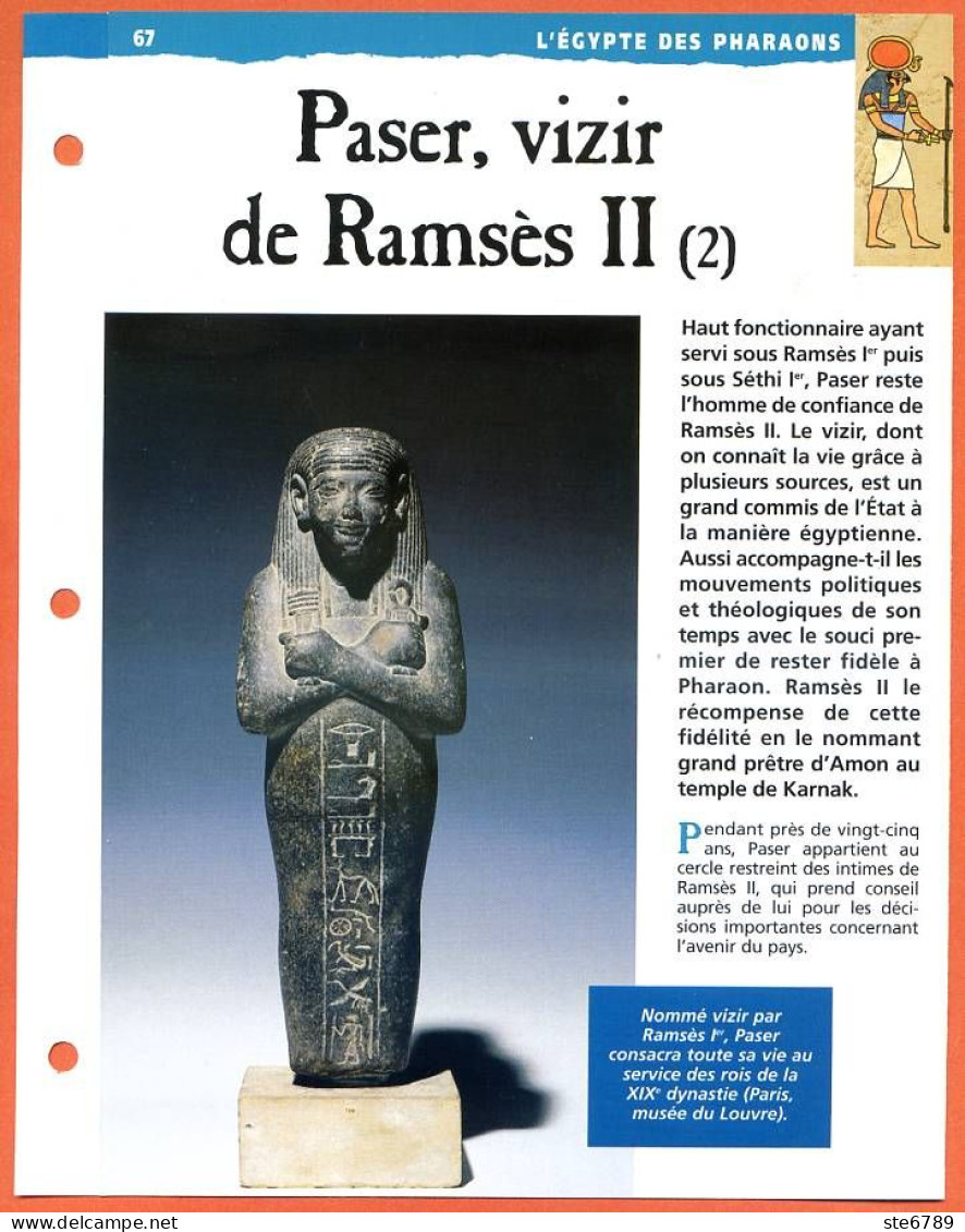 PAZER , VIZIR DE DE RAMSES II 2   Histoire Fiche Dépliante Egypte Des Pharaons - Geschichte