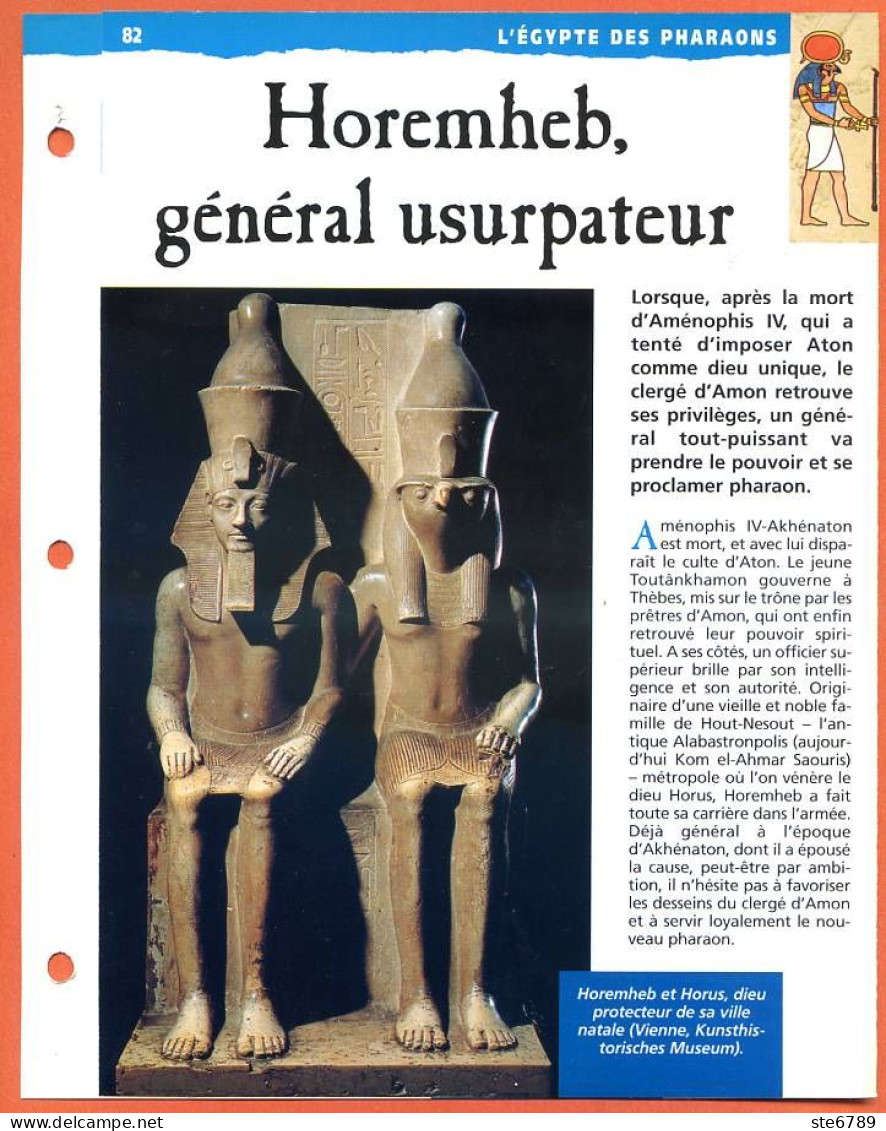 HOREMHEB GENERAL USURPATEUR  Histoire Fiche Dépliante Egypte Des Pharaons - Storia