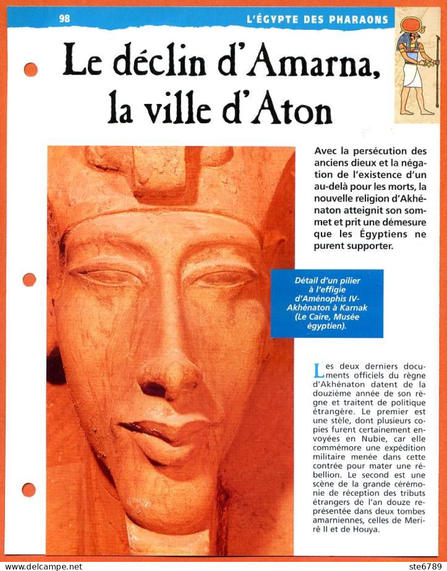 LE DECLIN D'AMARNA LA VILLE D'ATON  Histoire Fiche Dépliante Egypte Des Pharaons - Geschiedenis