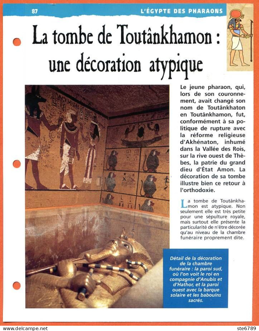 LA TOMBE DE TOUTANKHAMON UNE DECORATION ATYPIQUE   Histoire Fiche Dépliante Egypte Des Pharaons - Histoire