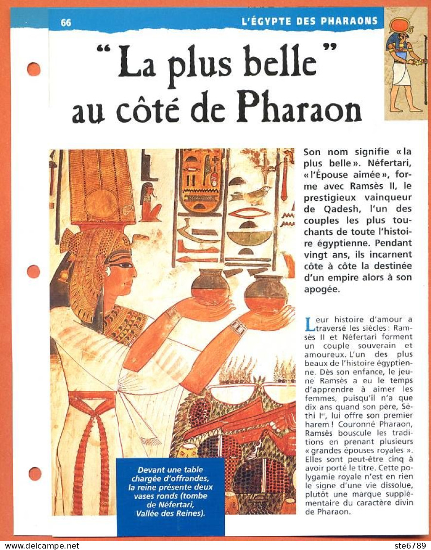 LA PLUS BELLE A COTE DU PHARAON   Histoire Fiche Dépliante Egypte Des Pharaons - History