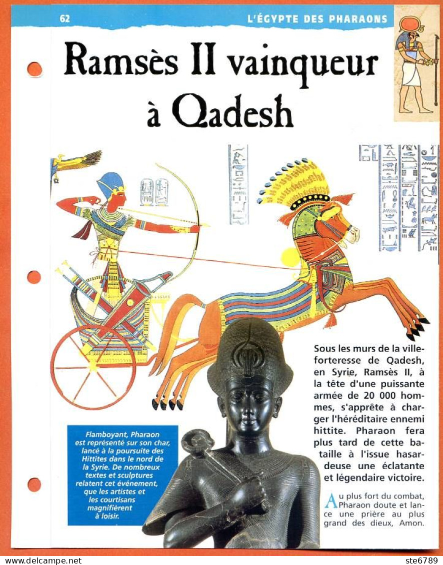 RAMSES II VAINQUEUR A QADESH  Histoire Fiche Dépliante Egypte Des Pharaons - Histoire