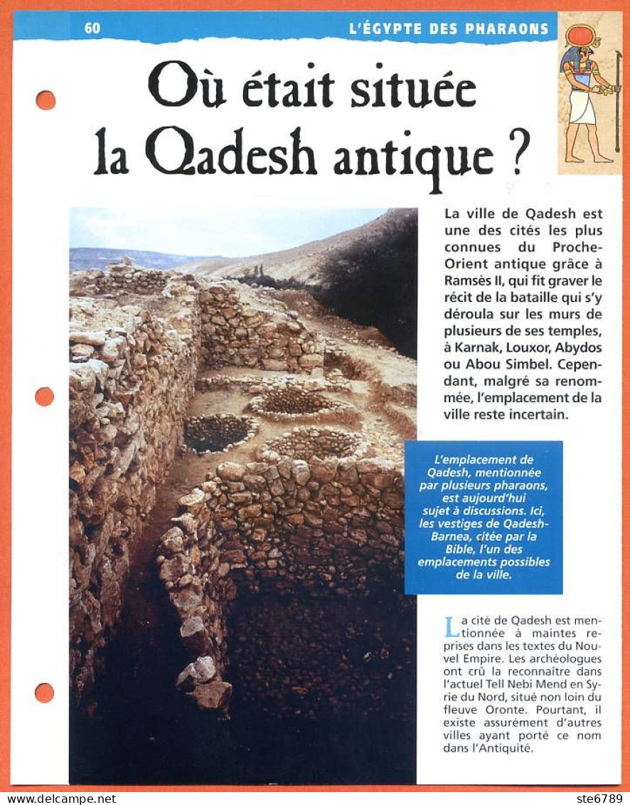 OU ETAIT SITUEE LA QADESH ANTIQUE ?  Histoire Fiche Dépliante Egypte Des Pharaons - Geschiedenis