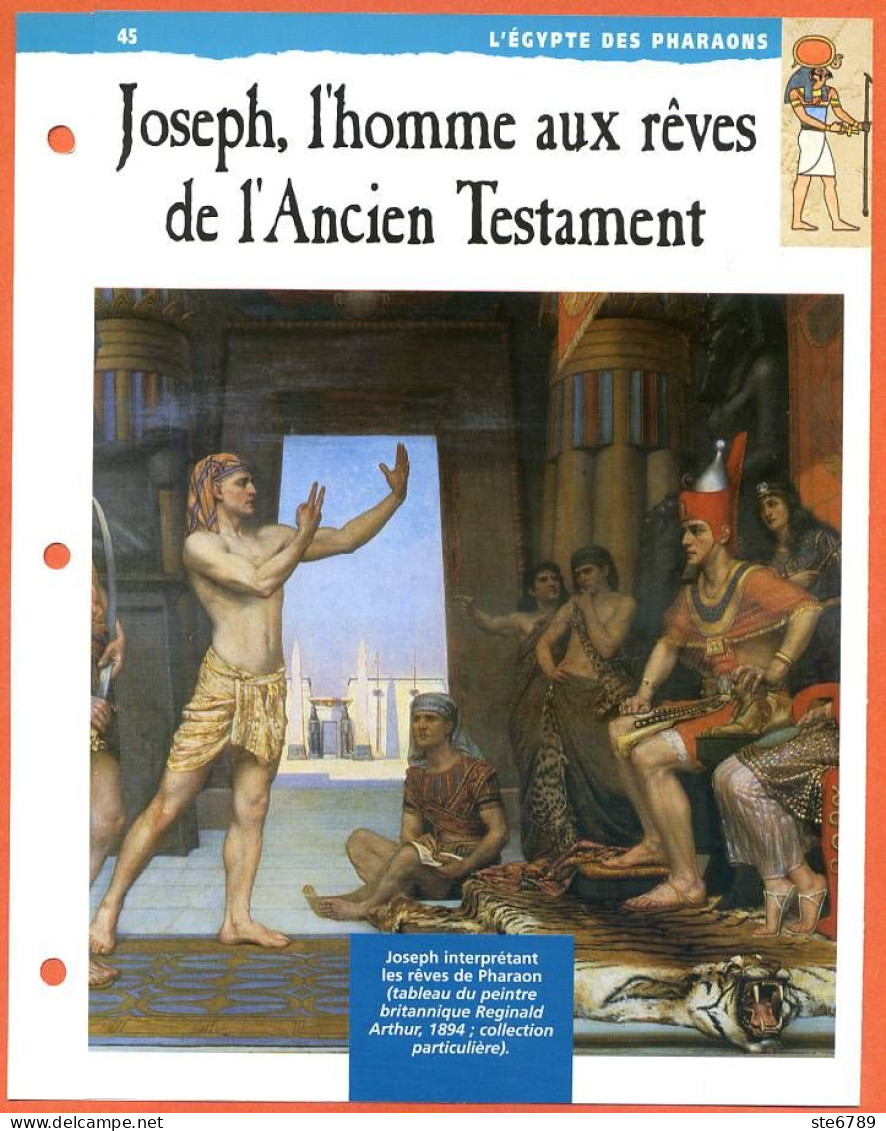 JOSEPH L'HOMME AUX REVES DE L'ANCIEN TESTAMENT  Histoire Fiche Dépliante Egypte Des Pharaons - Histoire