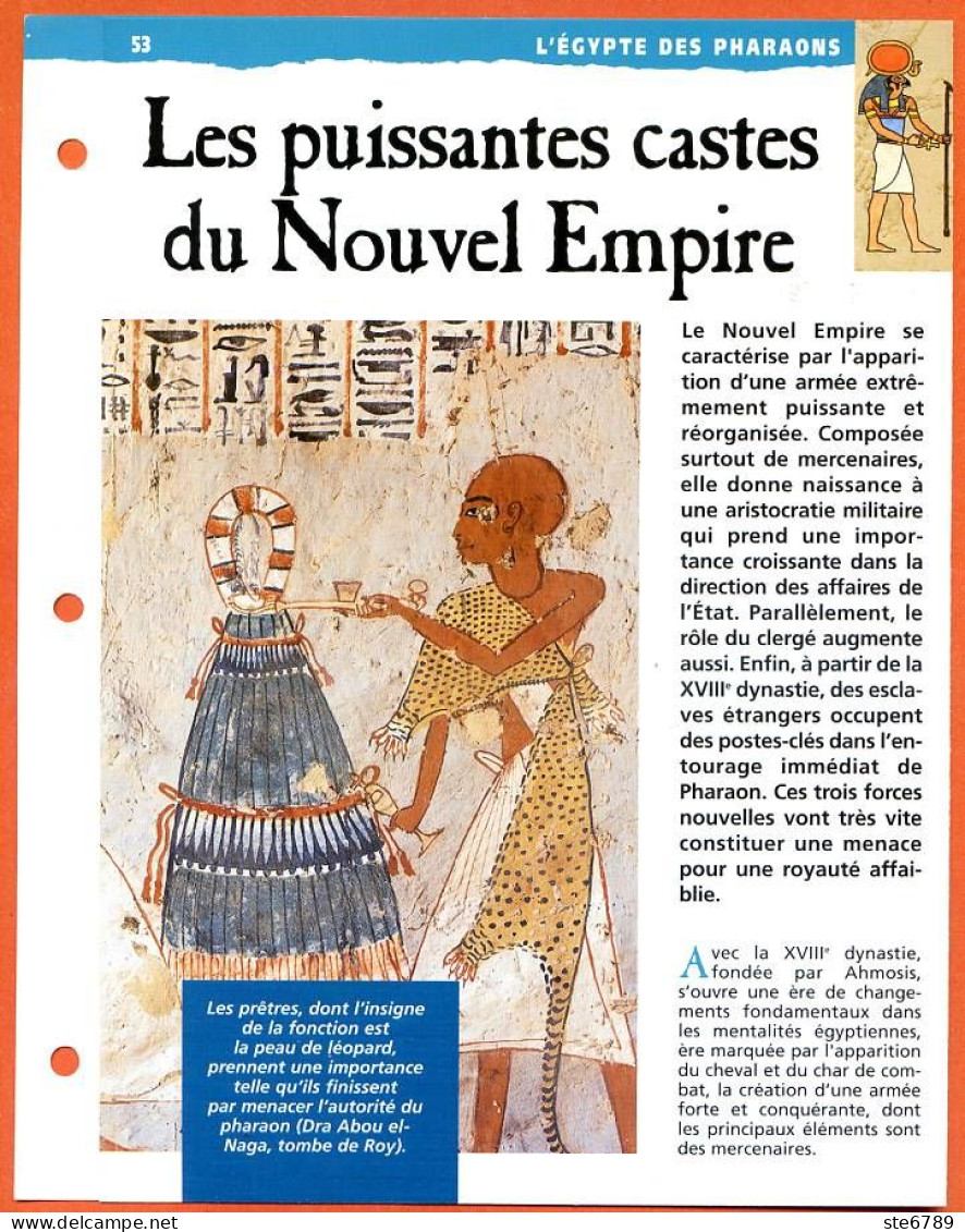 LES PUISSANTES CASTES DU NOUVEL EMPIRE  Histoire Fiche Dépliante Egypte Des Pharaons - Geschiedenis