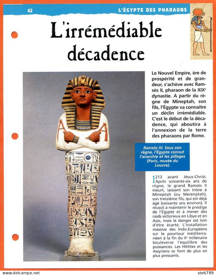 L'IRREMEDIABLE DECADENCE  Histoire Fiche Dépliante Egypte Des Pharaons - Geschiedenis