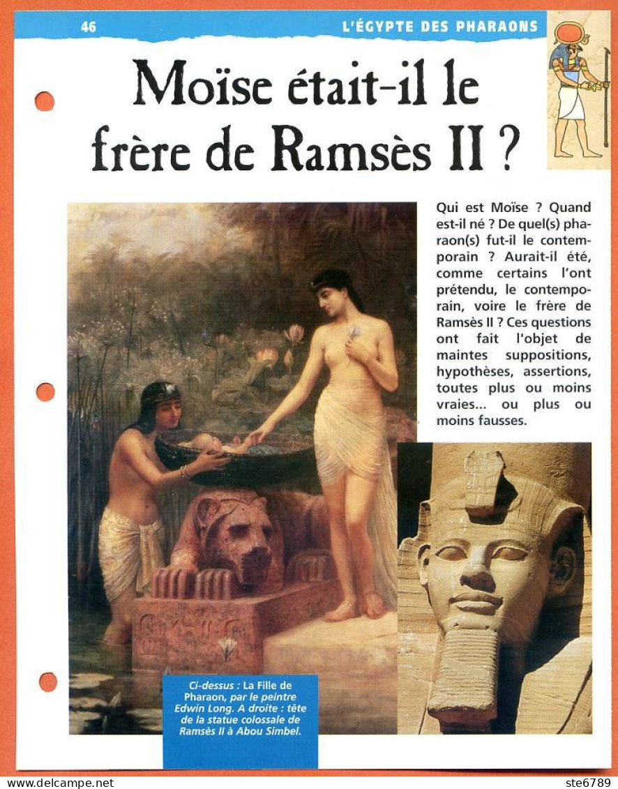 MOISE ETAIT IL LE FRERE DE RAMSES II ?  Histoire Fiche Dépliante Egypte Des Pharaons - History