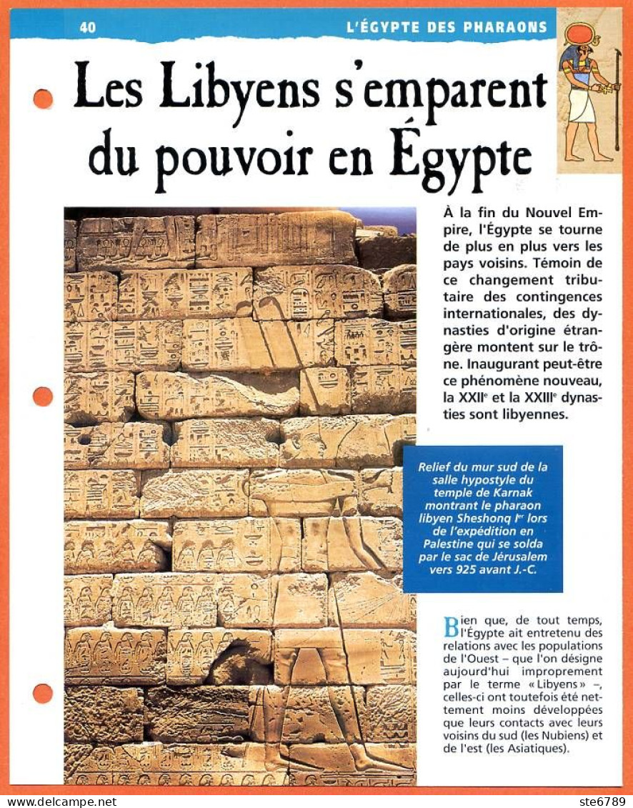 LES LYBIENS S'EMPARENT DU POUVOIR EN EGYPTE  Histoire Fiche Dépliante Egypte Des Pharaons - Storia