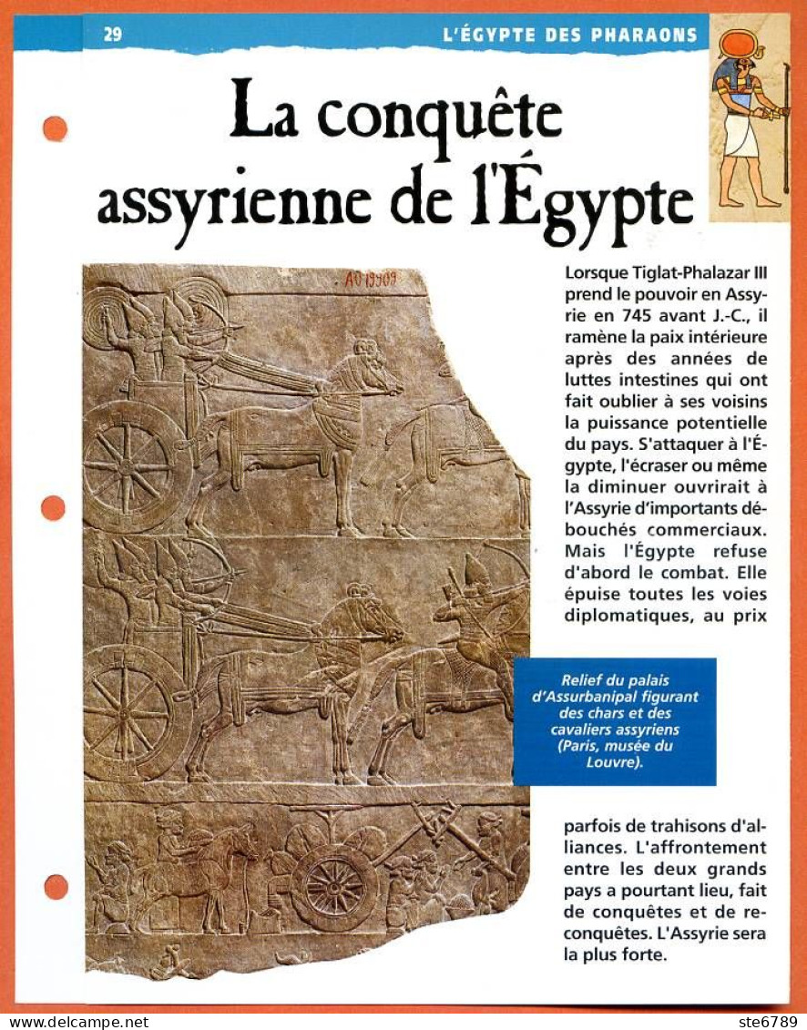 LA CONQUETE ASSYRIENNE DE L'EGYPTE  Histoire Fiche Dépliante Egypte Des Pharaons - Storia