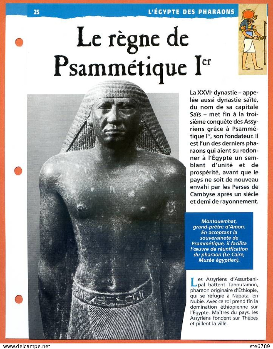 LE REGNE DE PSAMMETIQUE I   Histoire Fiche Dépliante Egypte Des Pharaons - Histoire